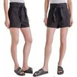 Steve Madden Black Paperbag Waist High Rise Tie Front Shorts Womens Medium
